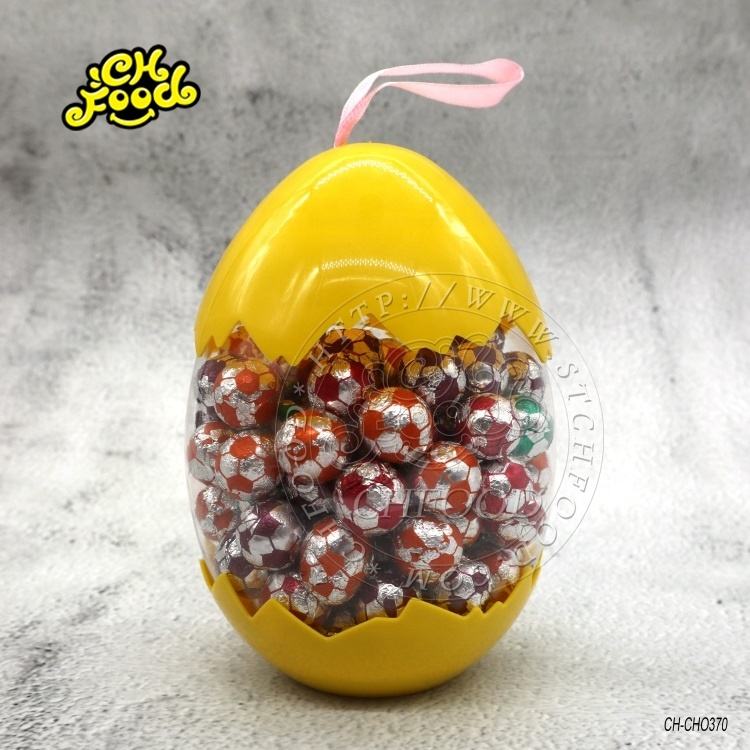 Halal Sweet Football Shape Crispy Sugar Coated Chocolate Ball In Egg Jar
